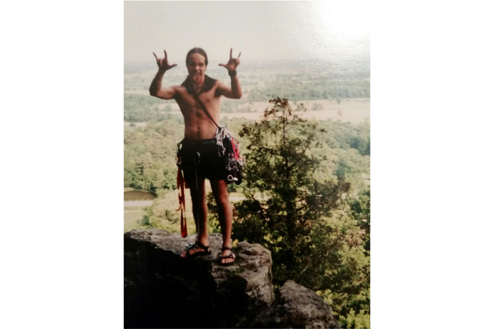 A younger Jeremy Howey enjoying the climbing in Southern Ontario.