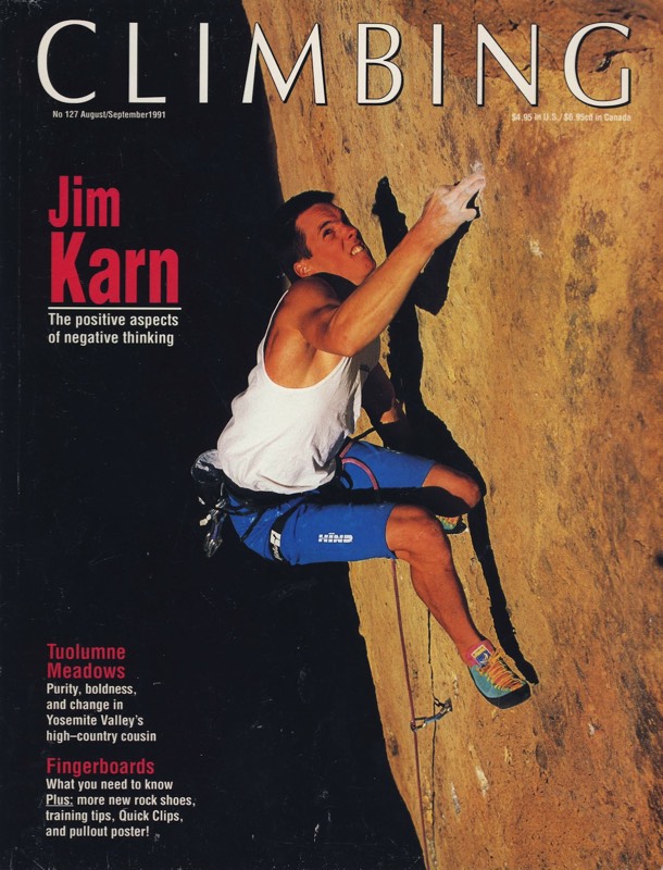 Jim Karn on the cover of Climbing