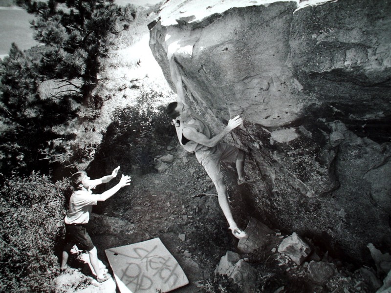 Jim Karn climbing Pinch Overhang.