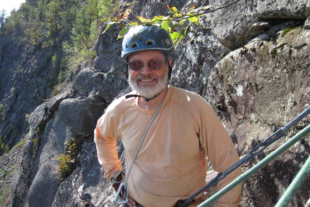 Mike Grainger enjoying the beautiful isolated climbing at Eyeball Crag in Ontario.