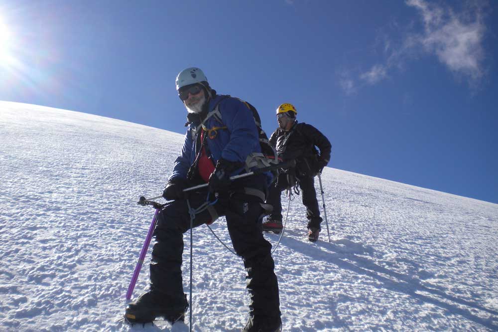Mike Grainger descending from the summit of Orizaba. 