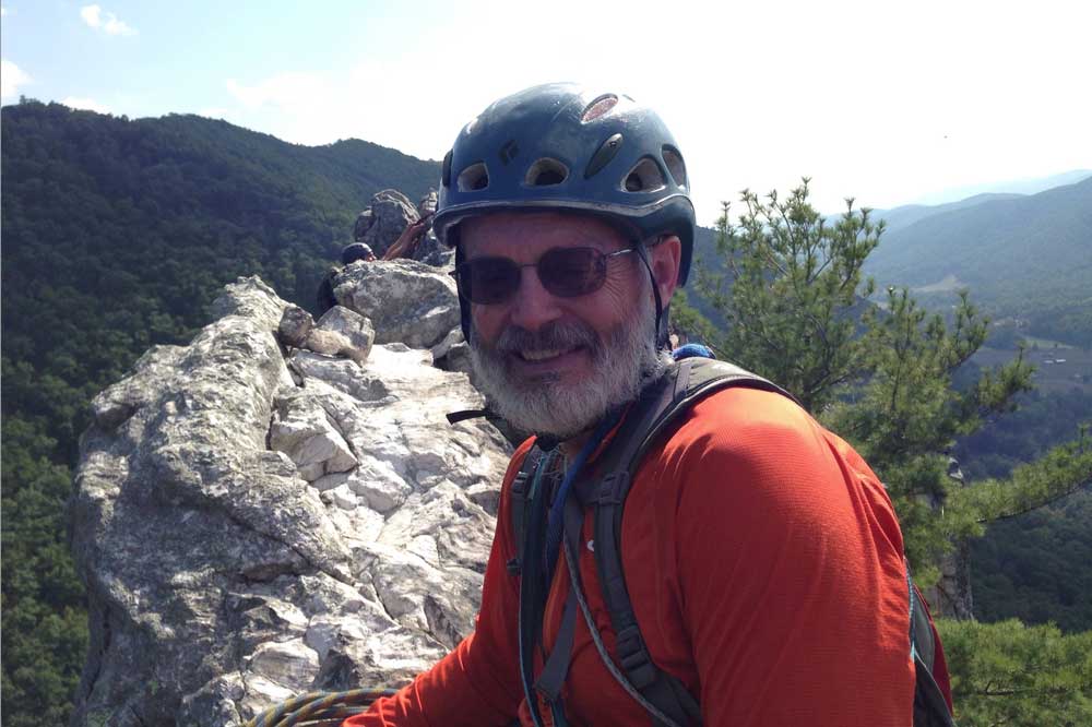 Mike Grainger on the Seneca South Peak summit in Seneca Rocks.
