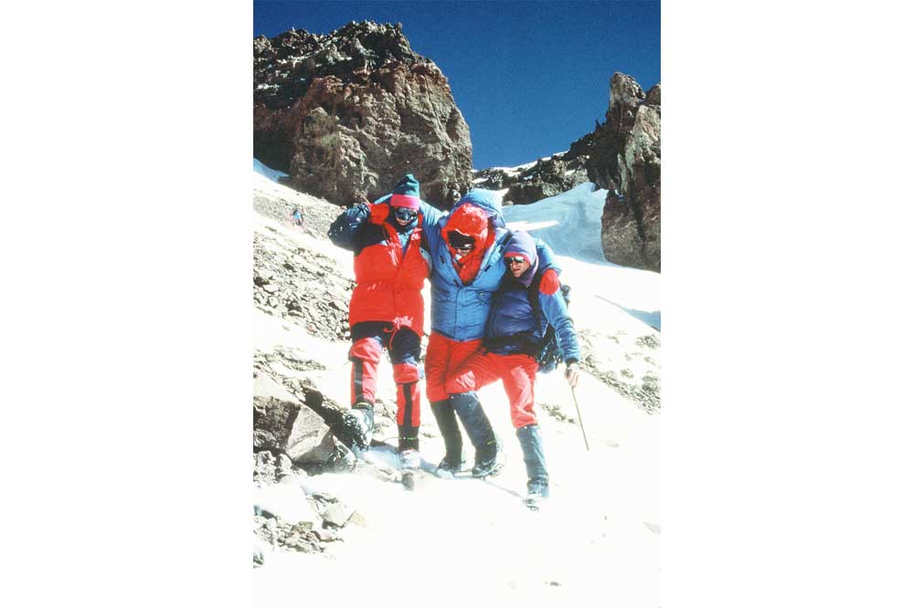 Kit Moore assisting in a rescue on Aconcagua (1989)