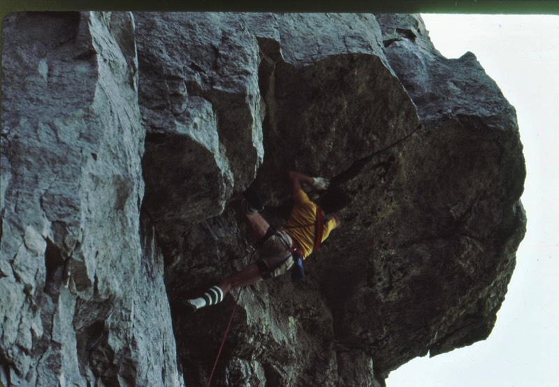 The 1980s, when your choice of climbing socks was just as important as how hard you climbed. Pete Reilly on The Big Gulp, Mt. Nemo.