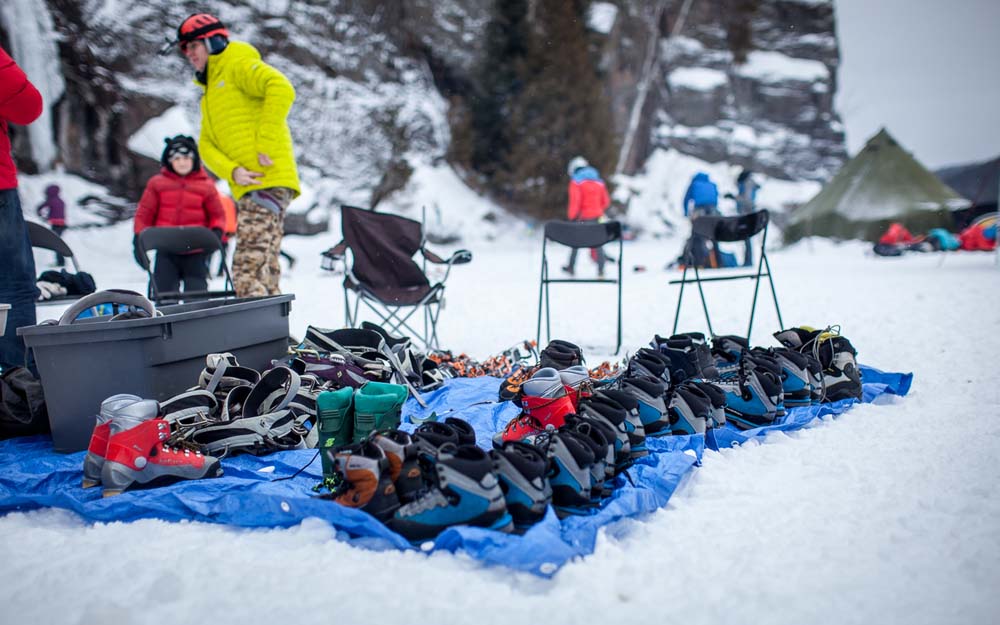 A full quiver of boots thnaks to the good folks at Crag Adventures/H2O Rappelling.
