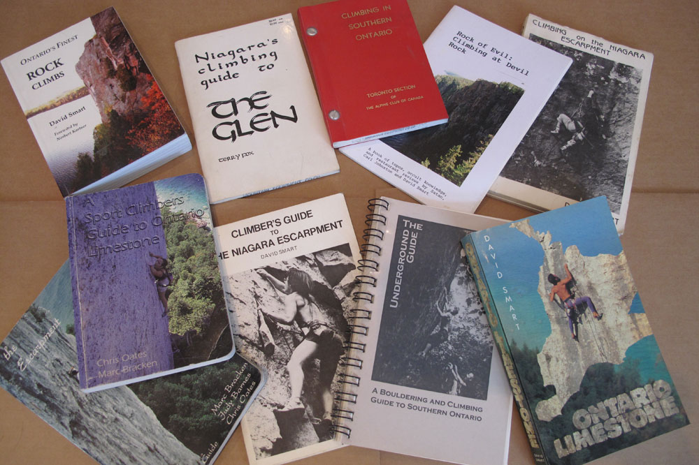  A collection of Ontario’s many previous climbing guides.